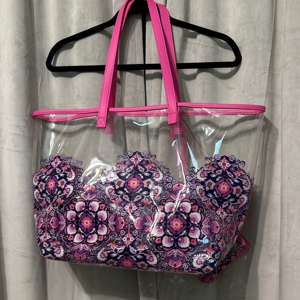 Vera Bradley Pink and Clear Patterned Tote